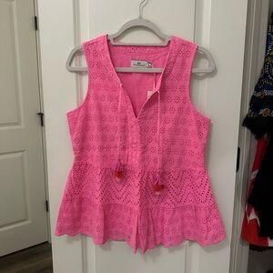 Vineyard vines pink Eyelet Sleeveless Top